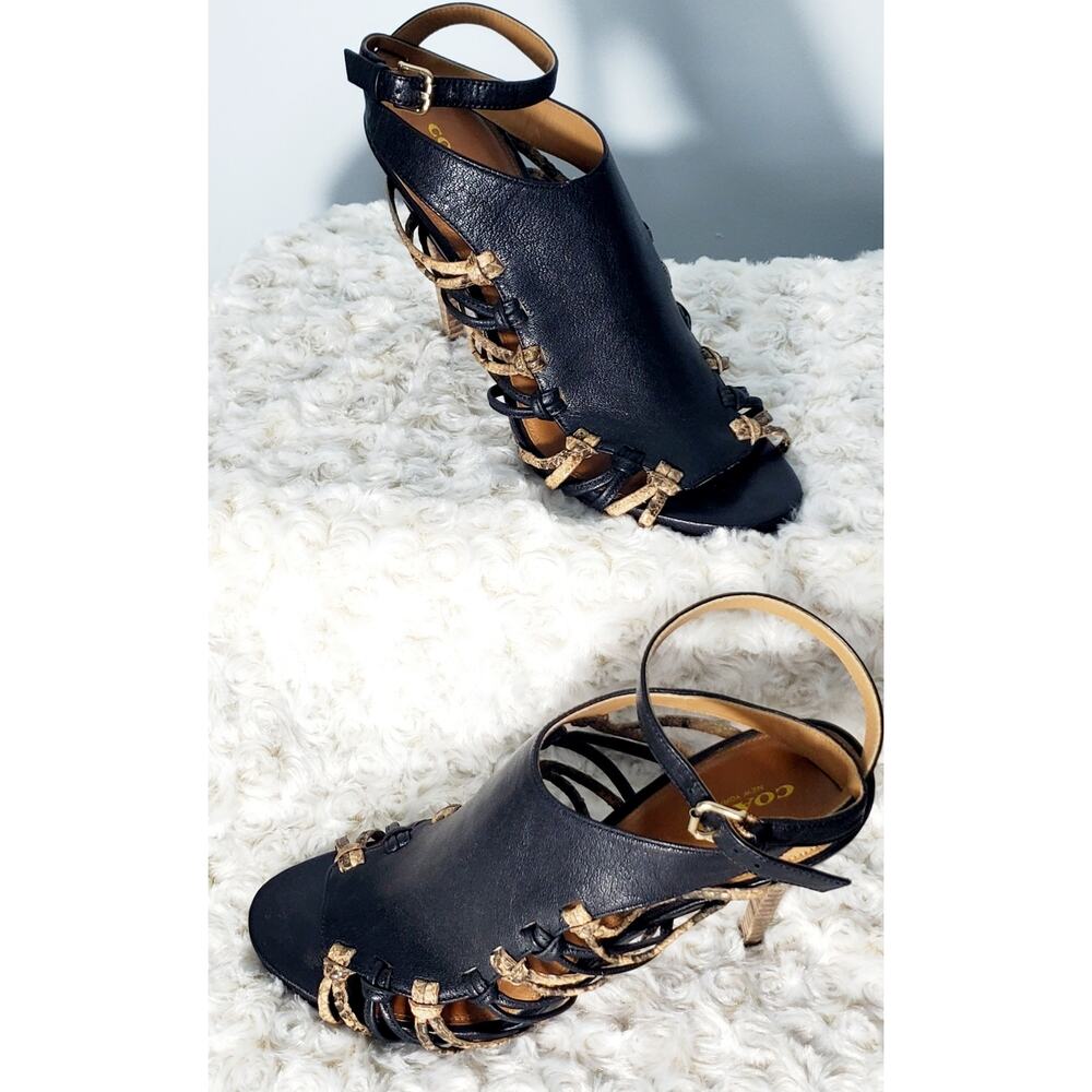 Coach Womens Black Leather Python Print Jody Pump… - image 1